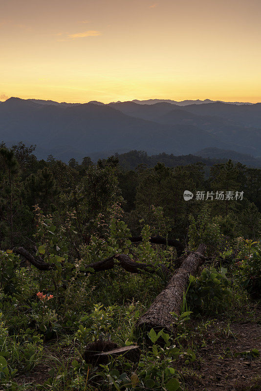 在泰国清迈省的Doi Luang Chiang Dao日出时的美丽景色。